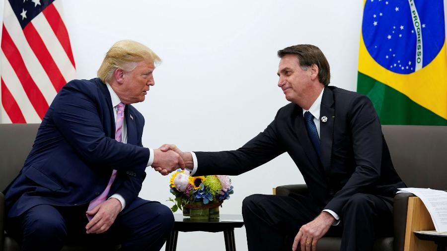 O presidente Donald Trump em encontro com o presidente Jair Bolsonaro nos EUA 